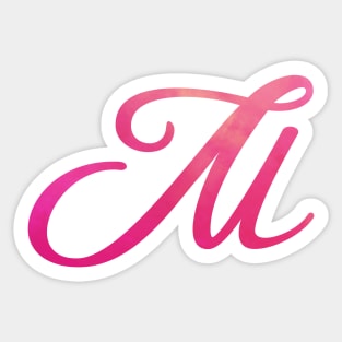 Letter M Monogram, Pink Color Personalized Design Sticker